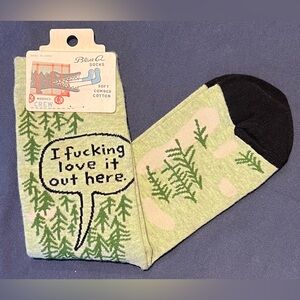 NWT Blue Q Women’s Crew Novelty Socks “I F**king Love It Out Here”